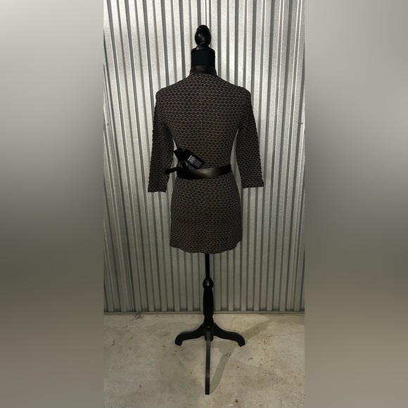 Women’s Etcetera NWT Grey Brown Viscose Leather Long Sleeve Designer Dress XS - Picture 2 of 3